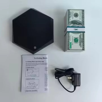 Magnetic Levitating Display Block – Floating anti-gravity stand for cash, gadgets & collectibles with power adapter.